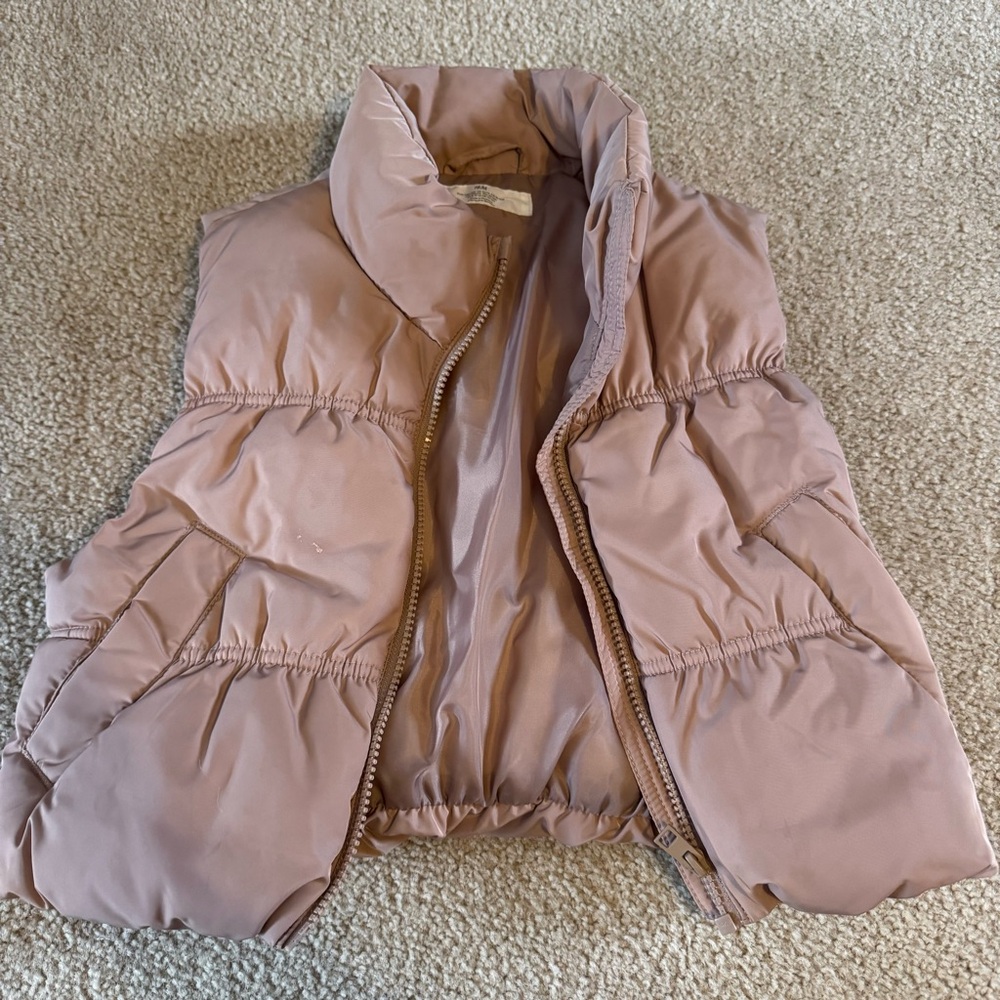 Kids H&M Mauve Pink Quilted Bomber Puffer Vest